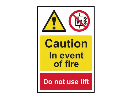 Caution Event of Fire Do Not Use Lift - PVC Sign 200 x 300mm, Scan