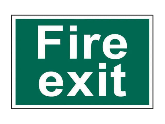 Fire Exit Text Only - PVC Sign 300 x 200mm, Scan