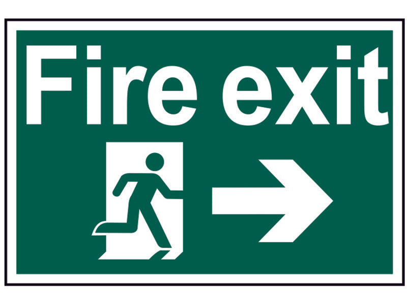 Fire Exit Running Man Arrow Right - PVC 300 x 200mm, Scan