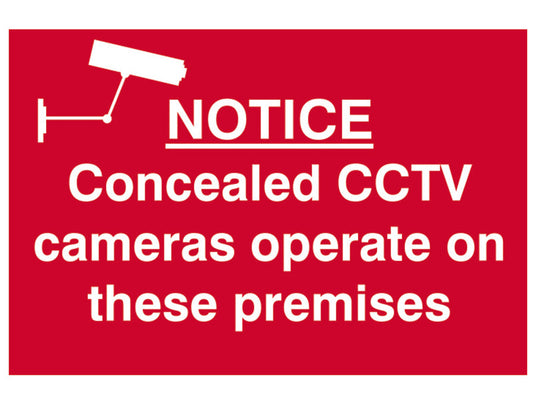 Notice Concealed CCTV Cameras Operate On These Premises - PVC 300 x 200mm, Scan