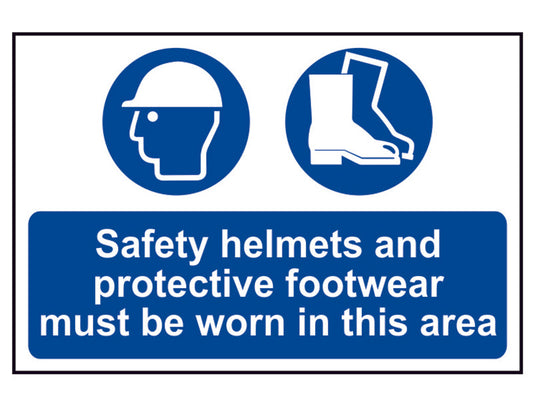 Safety Helmets + Footwear To Be Worn PVC 600 x 400mm, Scan