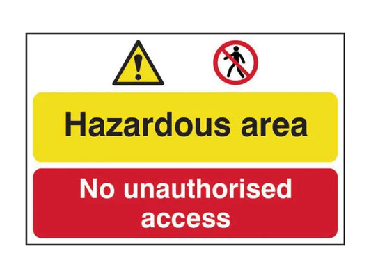 Hazardous Area / No Unauthorized Access - PVC Sign 600 x 400mm, Scan