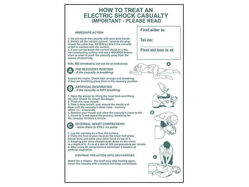 How To Treat An Electric Shock Casualty - PVC 400 x 600mm, Scan