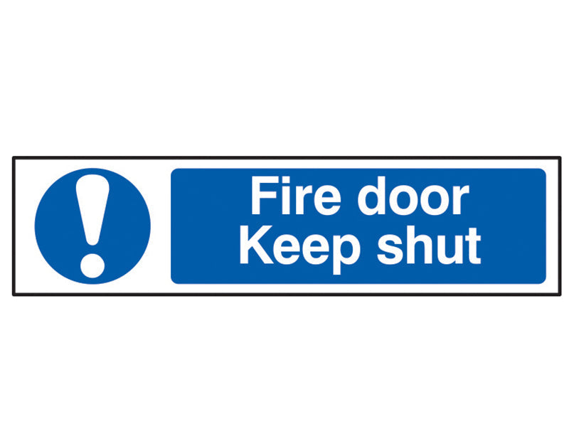 Fire Door Keep Shut - PVC 200 x 50mm, Scan