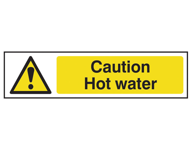 Caution Hot Water - PVC 200 x 50mm, Scan