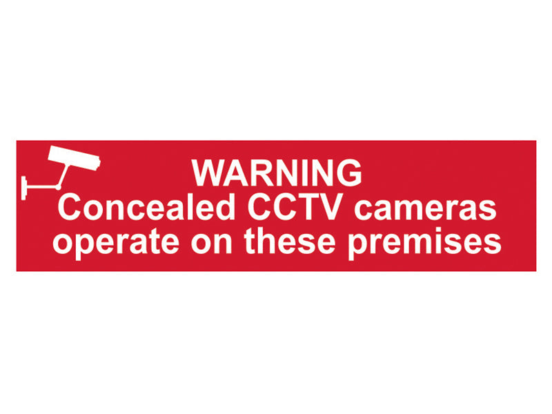 Warning Concealed CCTV Cameras Operate On These Premises - PVC 200 x 50mm, Scan