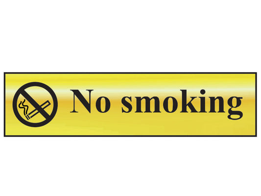 No Smoking - Polished Brass Effect 200 x 50mm, Scan