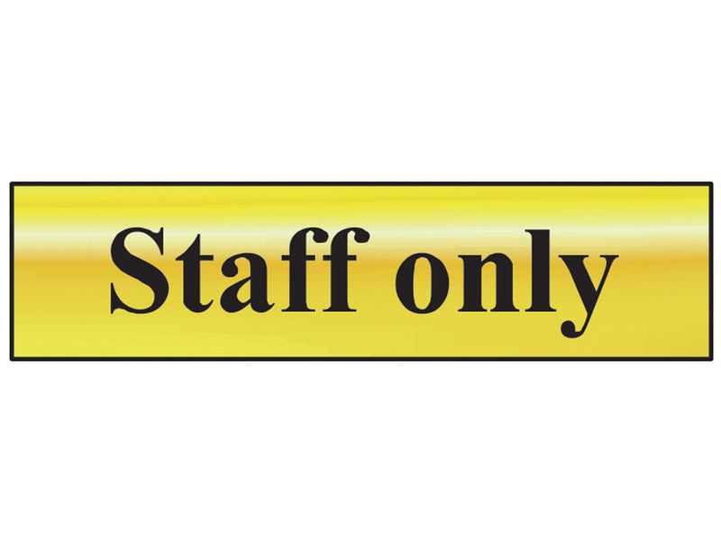 Staff Only - Polished Brass Effect 200 x 50mm, Scan