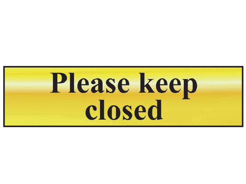 Please Keep Closed - Polished Brass Effect 200 x 50mm, Scan