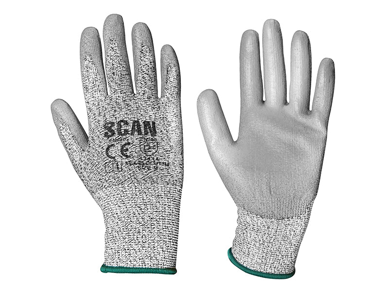 Grey PU Coated Cut 3 Gloves - M (Size 8), Scan