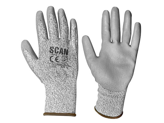 Grey PU Coated Cut 3 Gloves - XL (Size 10), Scan