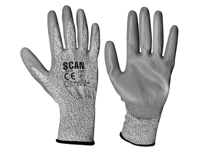 Grey PU Coated Cut 3 Gloves - XXL (Size 11), Scan