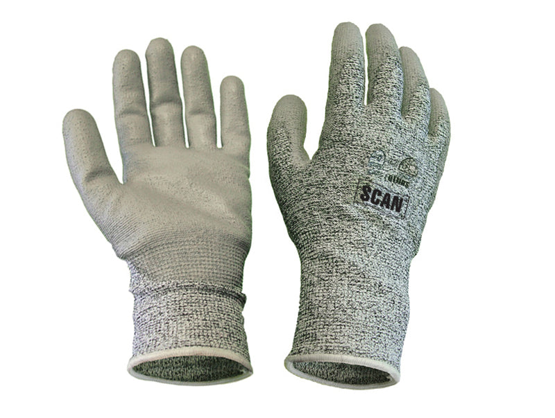 Grey PU Coated Cut 5 Gloves - XL (Size 10), Scan