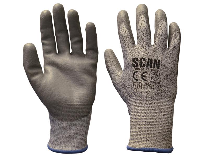 Grey PU Coated Cut 5 Gloves - XXL (Size 11), Scan