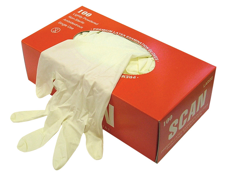 Latex Gloves - Medium (Box 100), Scan