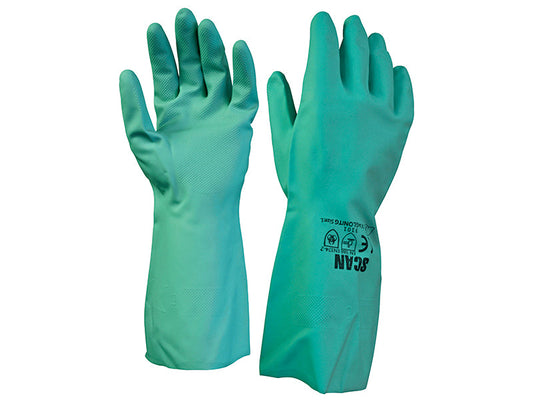 Nitrile Gauntlets with Flock Lining Large (Size 9), Scan