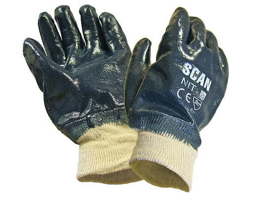 Nitrile Knitwrist Heavy-Duty Gloves, Scan