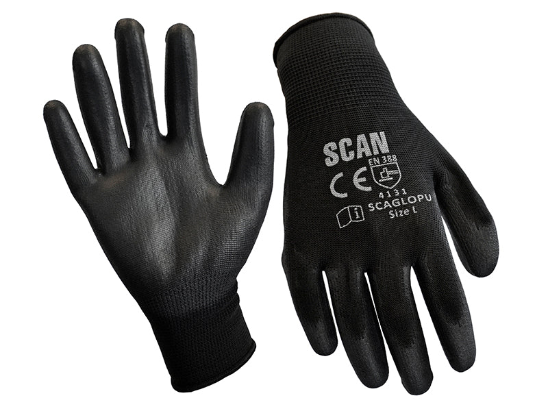 Black PU Coated Gloves - XL (Size 10) (240 Pairs), Scan