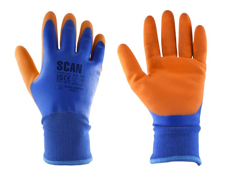 Thermal Waterproof Latex Coated Gloves - M (Size 8), Scan