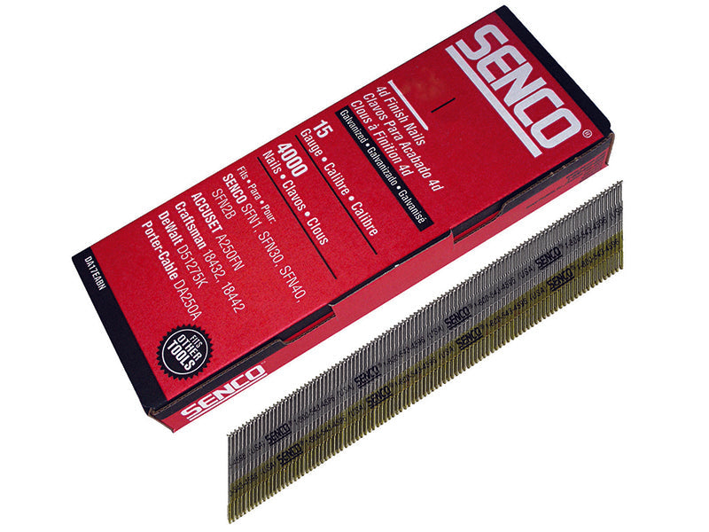 Chisel Smooth Brad Nails Galvanised 15G x 44mm (Pack 4000), Senco