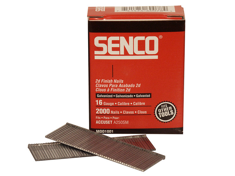 Straight Brad Nails Galvanised 16G x 38mm (Pack 2000), Senco