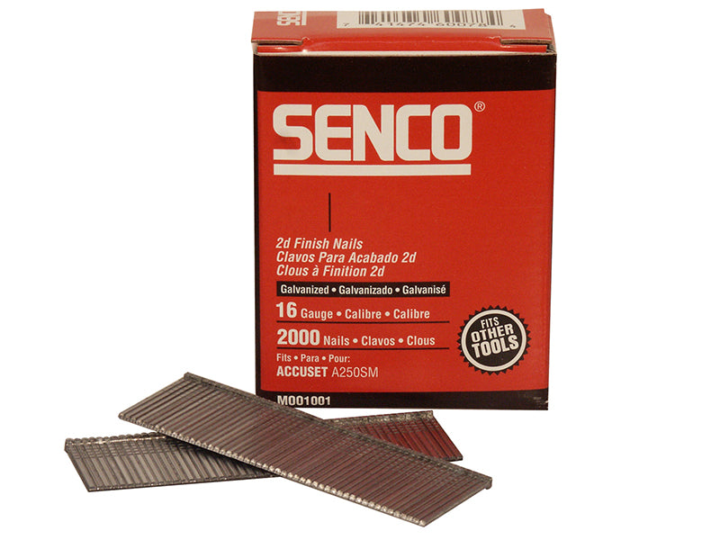 Straight Brad Nails Galvanised 16G x 50mm (Pack 2000), Senco