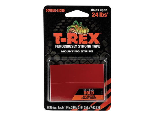 T-REX® Extreme Hold Mounting Strips 2.54 x 7.62cm (Pack 8), Shurtape