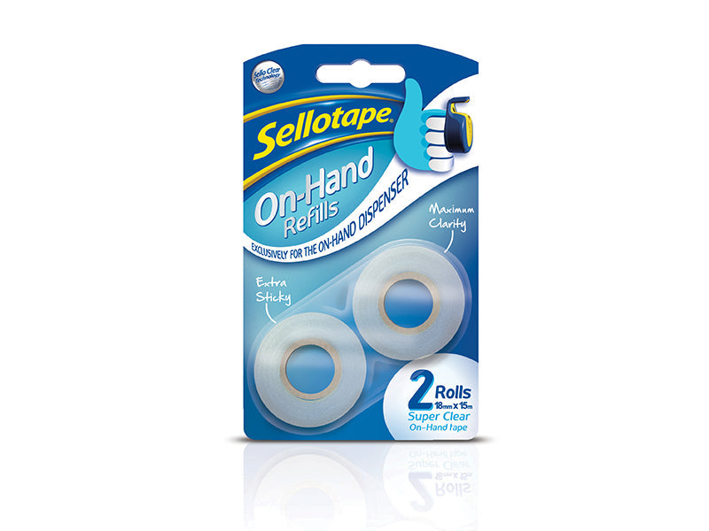 Sellotape On-Hand Refill 18mm x 15m Clear (Pack 2), Sellotape