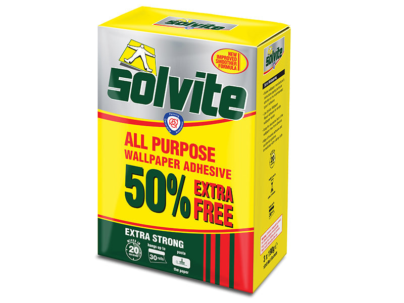 All Purpose Wallpaper Paste Sachet 20 Roll + 50% Free, Solvite