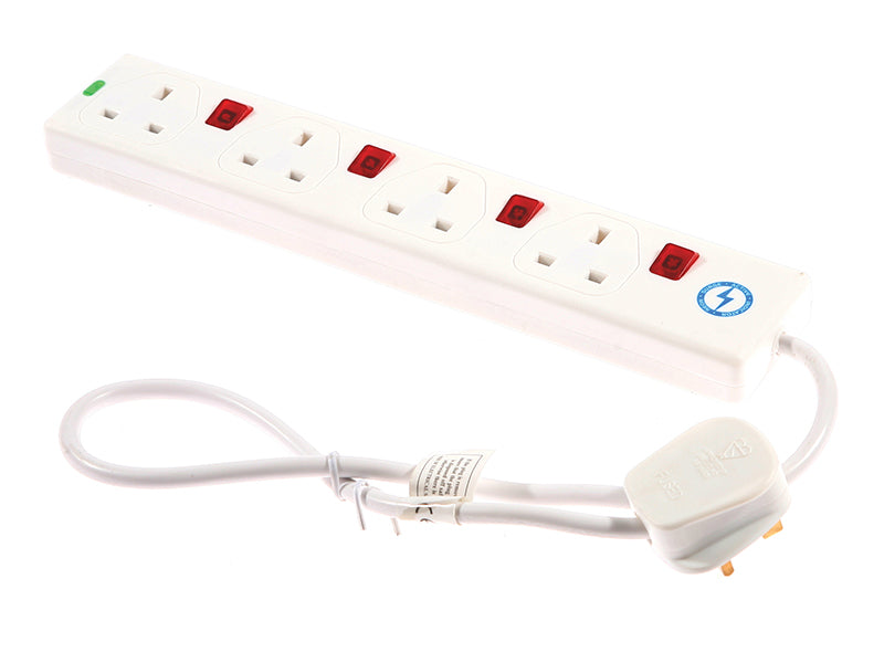 Extension Lead 240V 4-Way 13A Surge Protection Switched 0.75m, SMJ