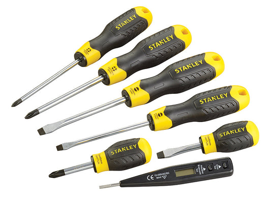 Cushion Grip Screwdriver Set, 7 Piece/Voltage Tester, STANLEY®