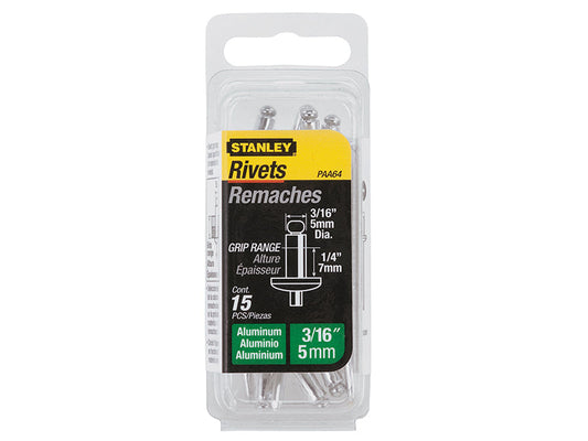 1-PAA64 Aluminium Rivets Medium 5 x 7mm Pack of 15, STANLEY®