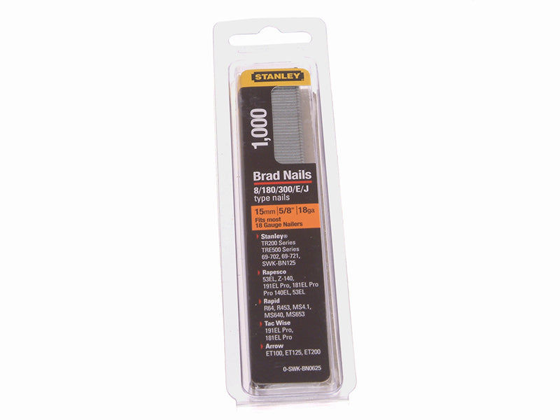 SWKBN Brad Nail 15mm SWKBN062 (Pack 1000), STANLEY®