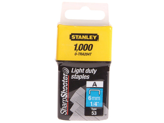 TRA2 Light-Duty Staple 6mm TRA204T (Pack 1000), STANLEY®