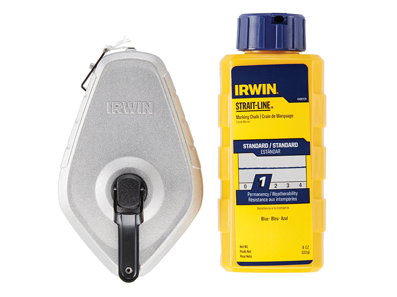 Aluminium 30m Chalk Line & Blue Chalk Pack, IRWIN® STRAIT-LINE®