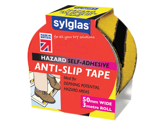 Anti-Slip Tape 50mm x 3m Black & Yellow Hazard, Sylglas