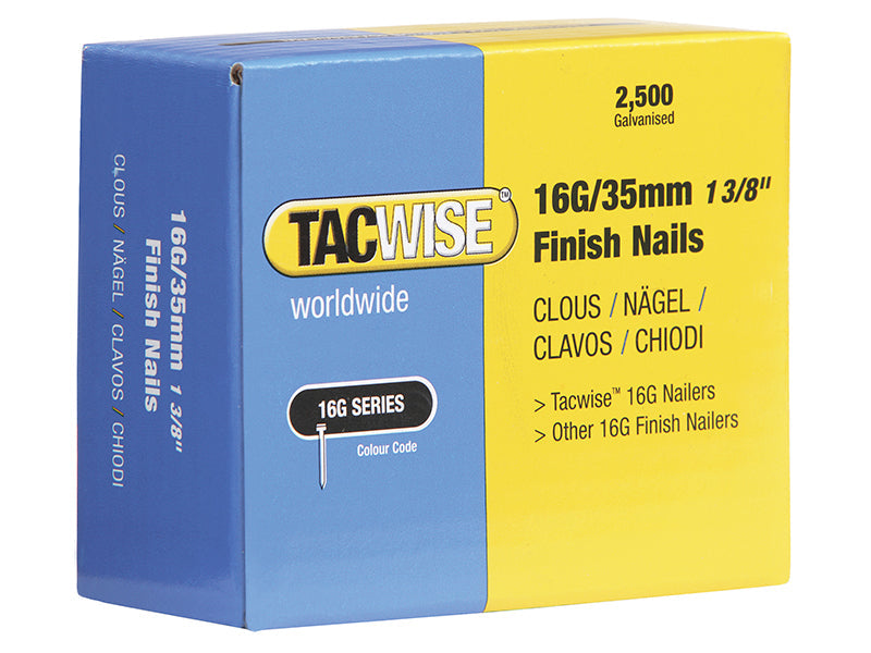 16 Gauge Straight Finish Nails 20mm (Pack 2500), Tacwise