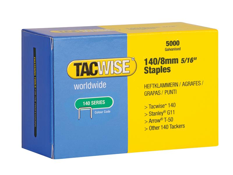 140 Galvanised Staples 8mm (Pack 5000), Tacwise