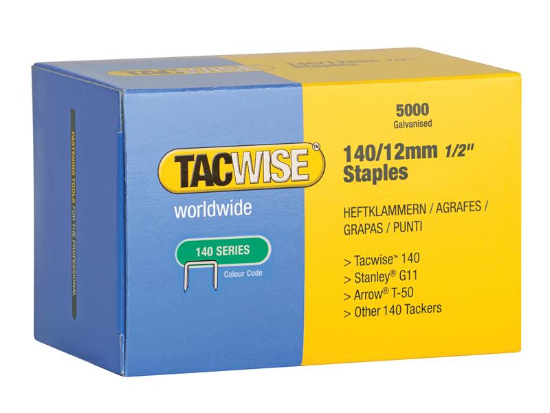 140 Galvanised Staples 12mm (Pack 5000), Tacwise