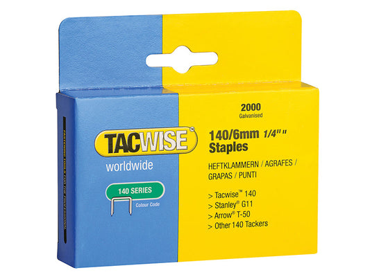 140 Heavy-Duty Staples 6mm (Type T50  G) (Pack 2000), Tacwise