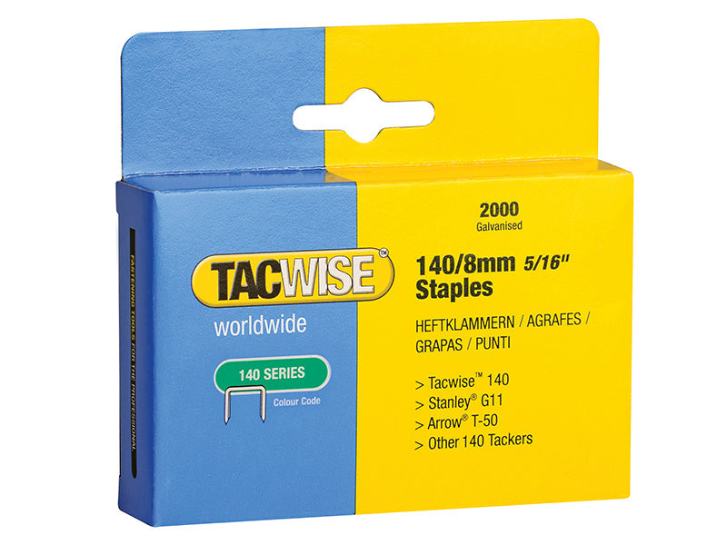 140 Heavy-Duty Staples 8mm (Type T50  G) (Pack 2000), Tacwise