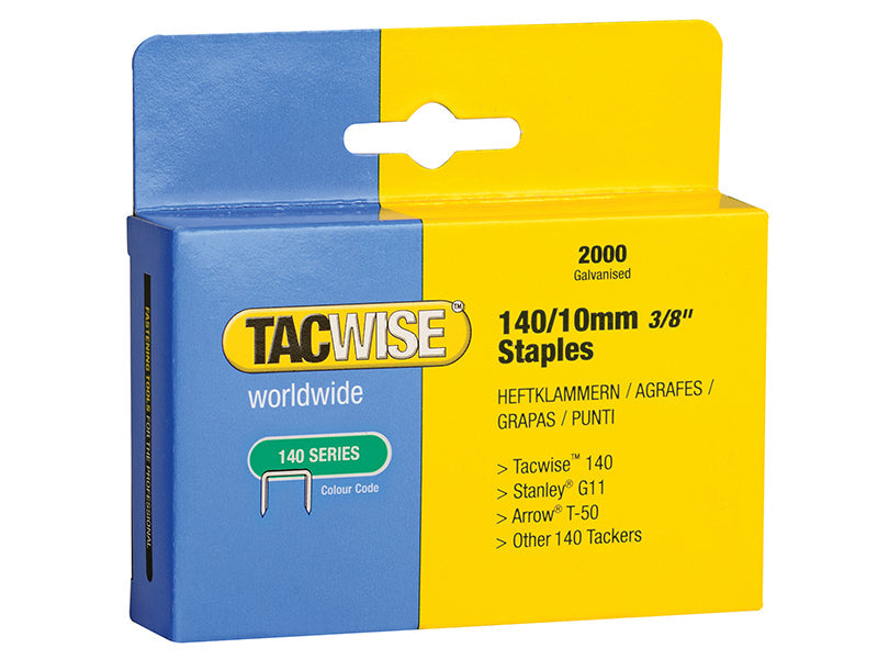 140 Heavy-Duty Staples 10mm (Type T50  G) (Pack 2000), Tacwise