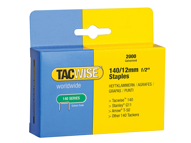 140 Heavy-Duty Staples 12mm (Type T50  G) (Pack 2000), Tacwise