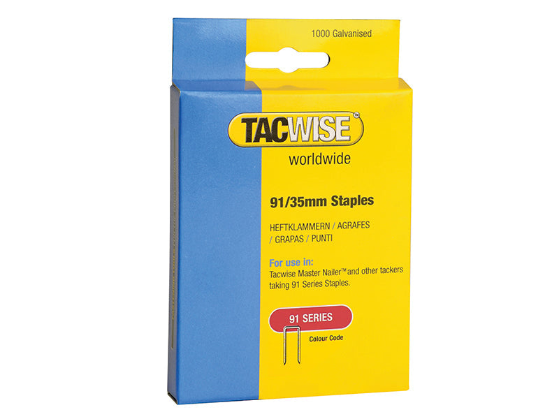 91 Narrow Crown Staples 35mm - Electric Tackers (Pack 1000), Tacwise