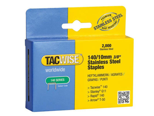 140 Stainless Steel Staples 10mm (Pack 2000), Tacwise