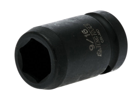 Impact Socket Hexagon 6-Point 1/2in Drive 9/16in, Teng