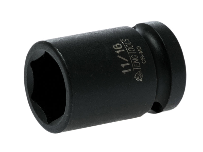 Impact Socket Hexagon 6-Point 1/2in Drive 11/16in, Teng