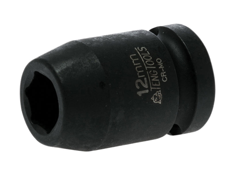 Impact Socket Hexagon 6-Point 1/2in Drive 12mm, Teng