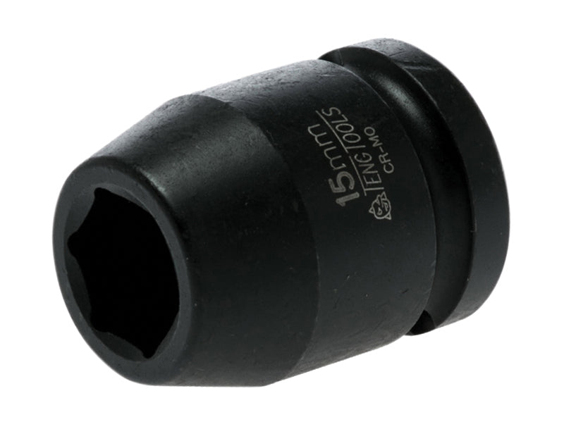 Impact Socket Hexagon 6-Point 1/2in Drive 15mm, Teng