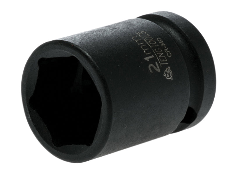 Impact Socket Hexagon 6-Point 1/2in Drive 21mm, Teng